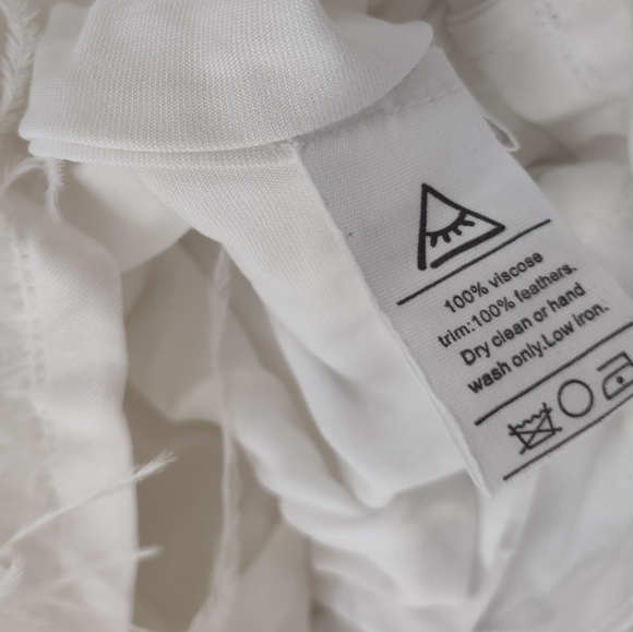 SLEEPER white viscose ostrich feather bottom slip dress nighty S NWT $295 - Picture 7 of 7